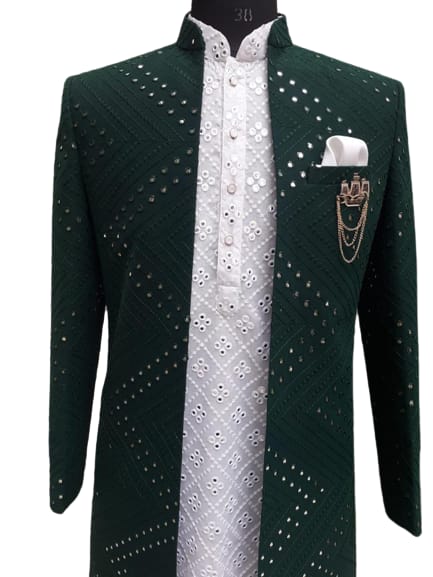 embroidered party wear sherwani set  - 18283275 -  Standard Image - 1