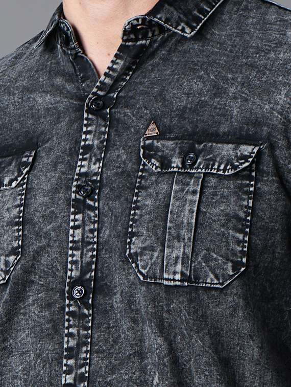 black light-washed denim casual shirt - 18283646 - Standard Image - 4