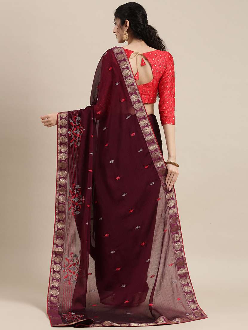 women's embroidered saree with blouse - 18283828 -  Standard Image - 1