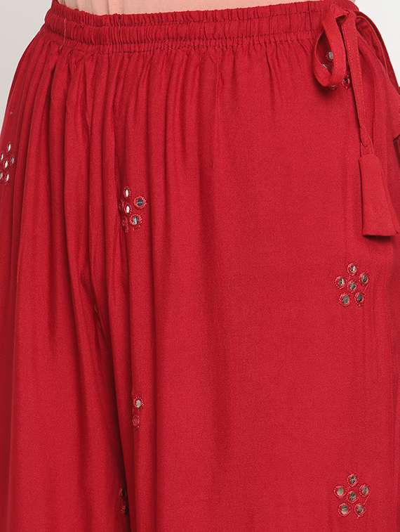 mid rise embroidered detail palazzo - 18283958 -  Standard Image - 4