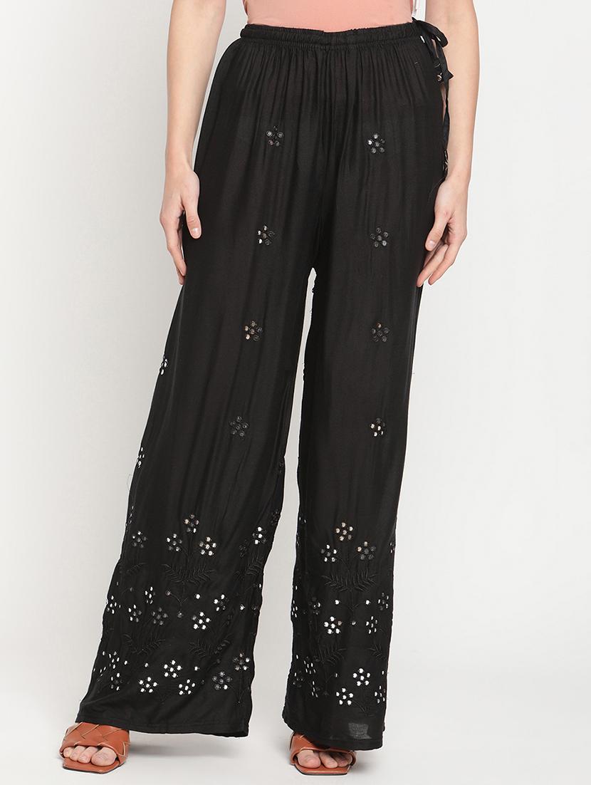 mid rise embroidered detail palazzo - 18283960 -  Zoom Image - 0