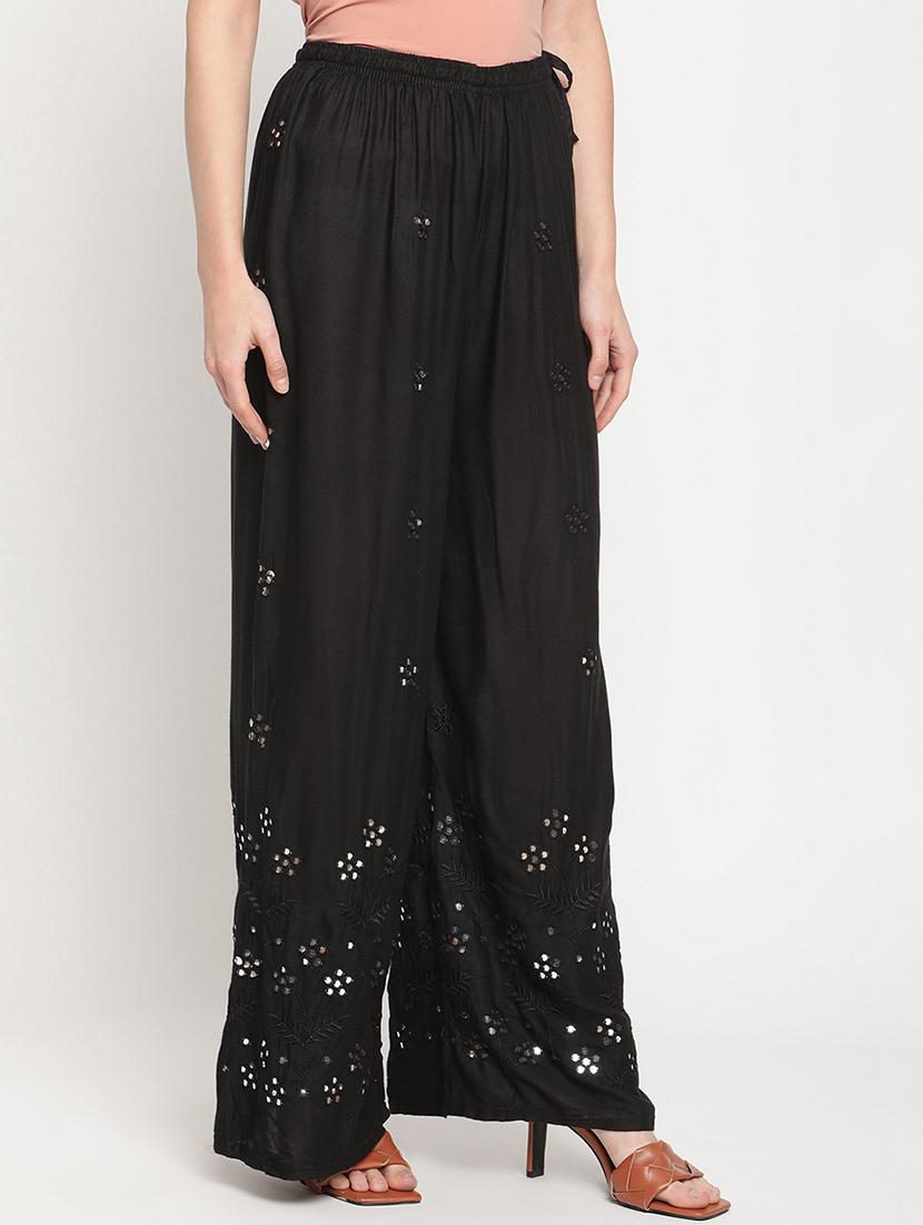mid rise embroidered detail palazzo - 18283960 - Standard Image - 1