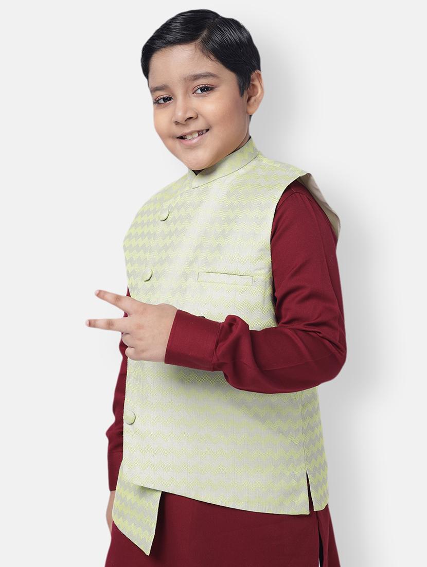 green striped nehru jacket - 18284793 - Standard Image - 1