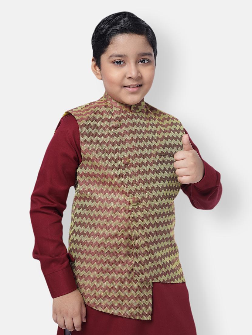 red printed nehru jacket - 18284800 - Standard Image - 1