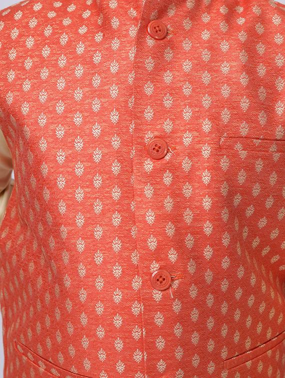 orange printed nehru jacket - 18284813 - Standard Image - 4
