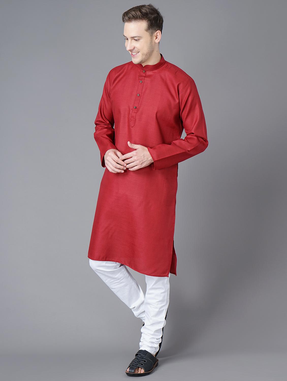 red solid long kurta - 18284850 -  Standard Image - 1