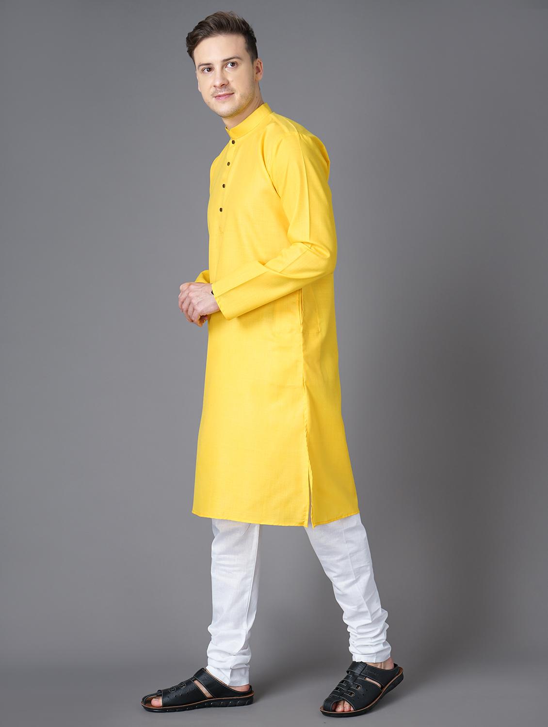 yellow solid long kurta - 18284855 -  Standard Image - 1