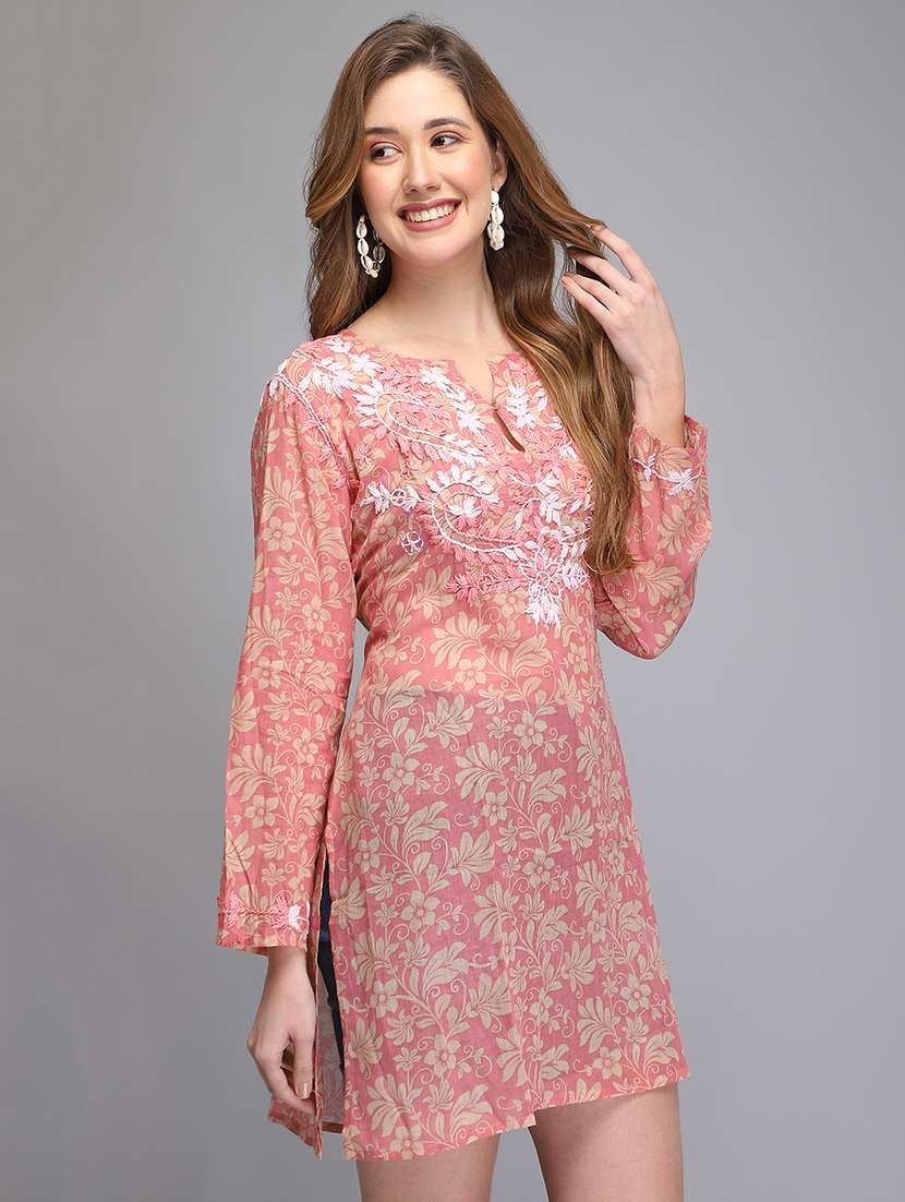 notch neck printed a-line tunic - 18284889 - Standard Image - 1