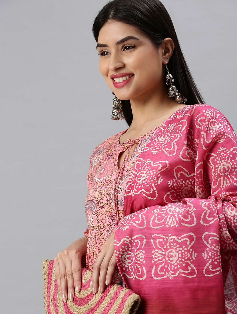 pink printed anarkali kurta - 18284995 -  Standard Image - 1