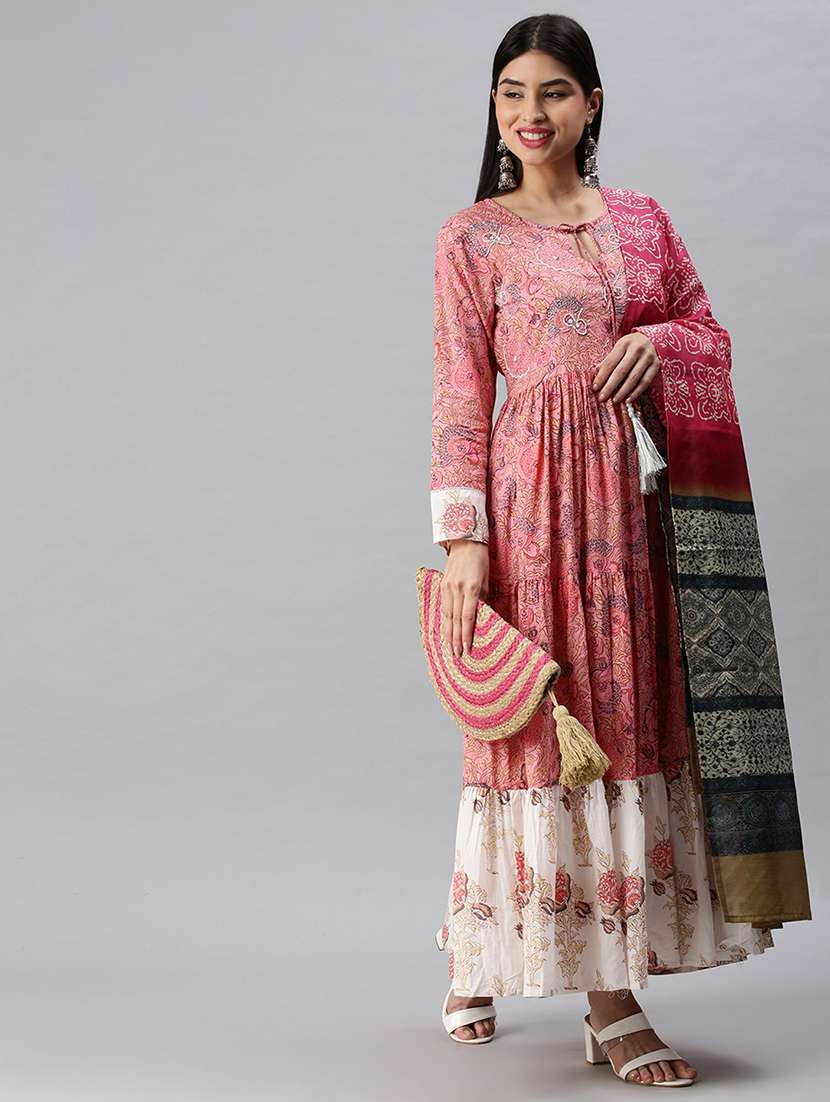 pink printed anarkali kurta - 18284995 -  Standard Image - 4