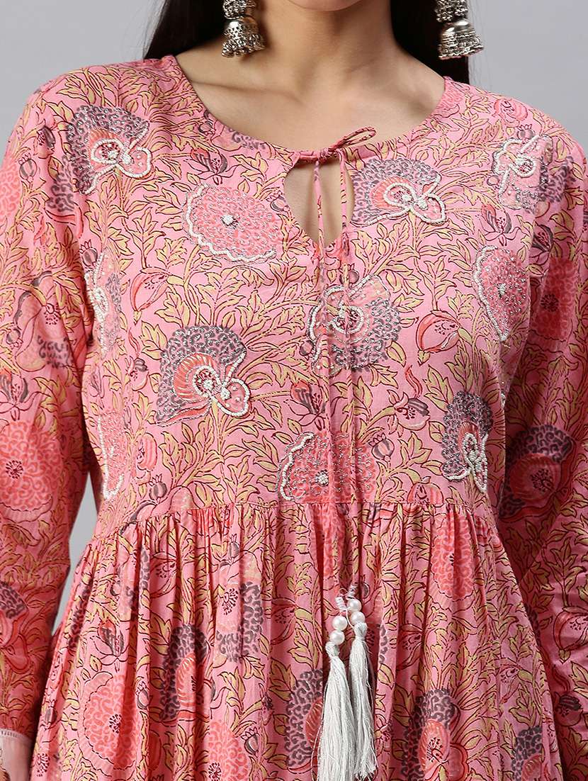 pink printed anarkali kurta - 18284995 -  Standard Image - 6