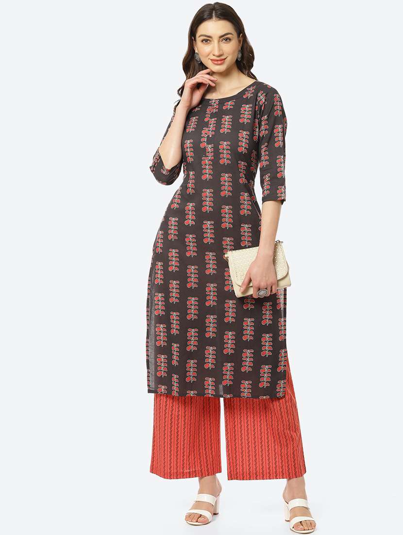 red cotton kurta palazzo  set