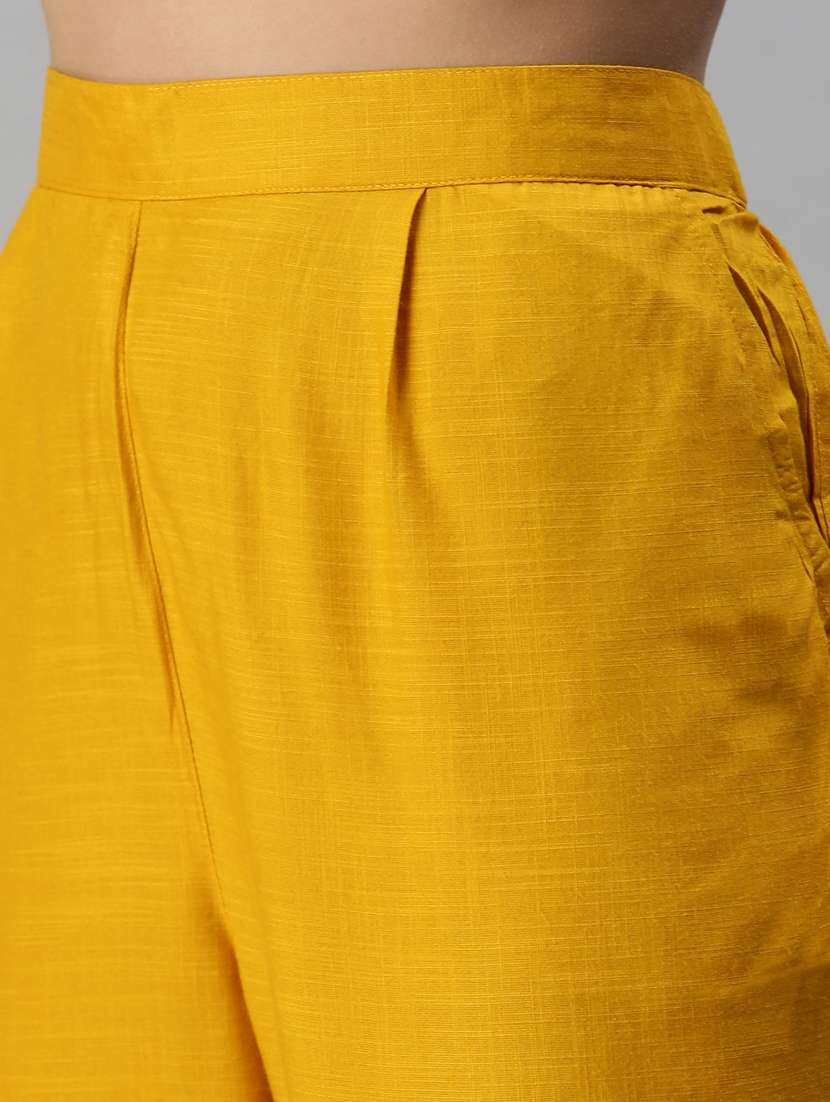 Yellow Cotton Blend Kurta Dupatta Set - 18285556 -  Standard Image - 6