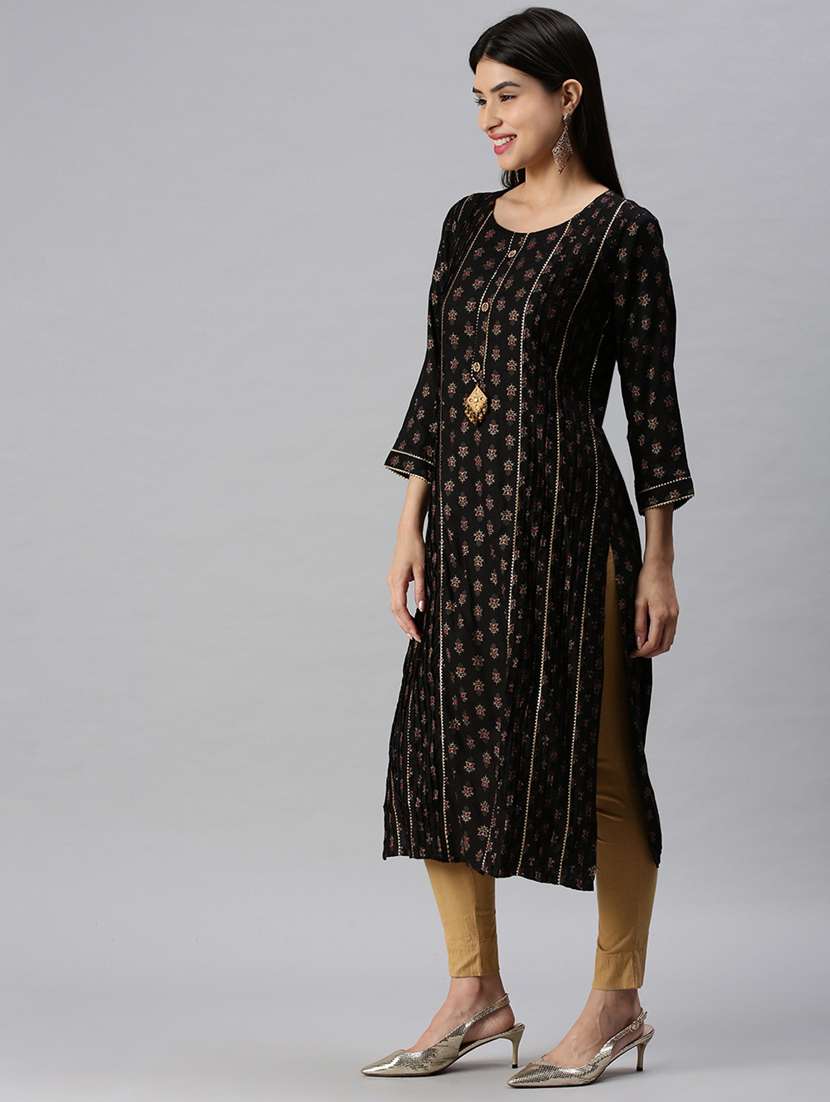 women foil print kurta pant set with dupatta - 18285569 -  Standard Image - 1