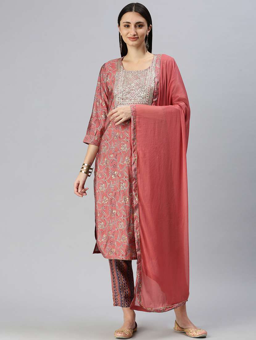 women floral kurta pant set with dupatta
