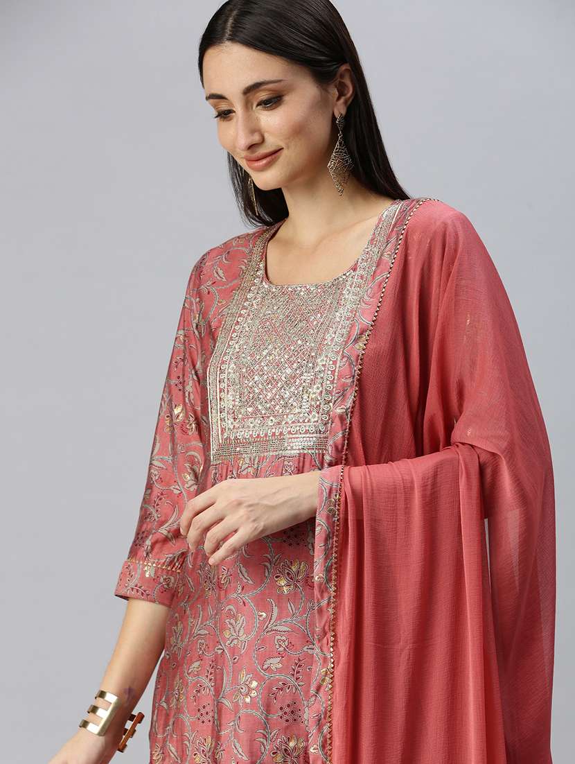 women floral kurta pant set with dupatta - 18285616 -  Standard Image - 4