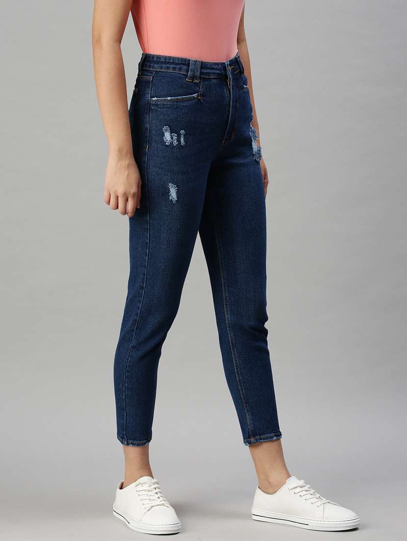 women's distress slim fit jeans - 18285656 - Standard Image - 1
