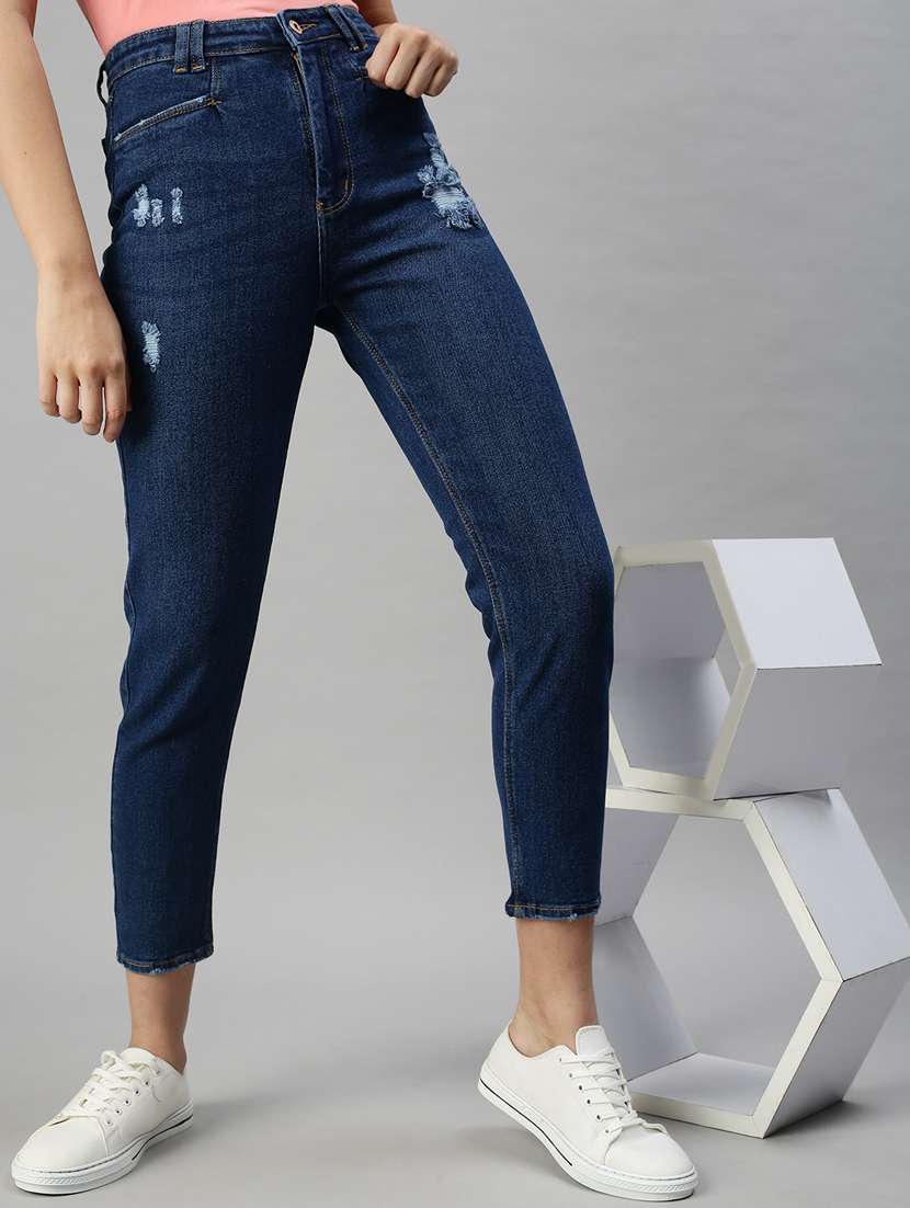 women's distress slim fit jeans - 18285656 - Standard Image - 4