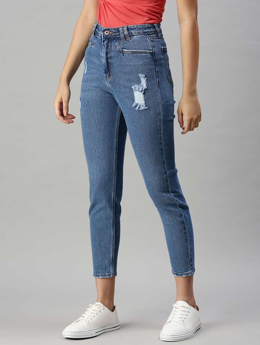 women's distress slim fit jeans - 18285657 -  Standard Image - 1
