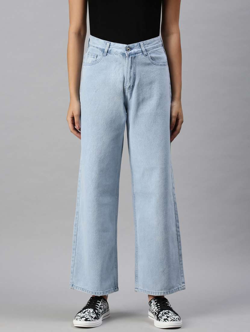 women's plain wide leg jeans