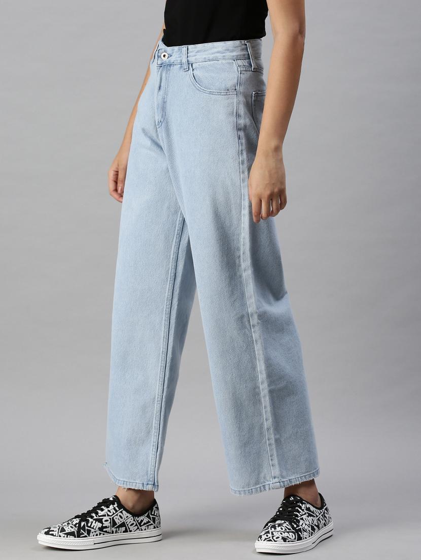 women's plain wide leg jeans - 18285681 - Standard Image - 1