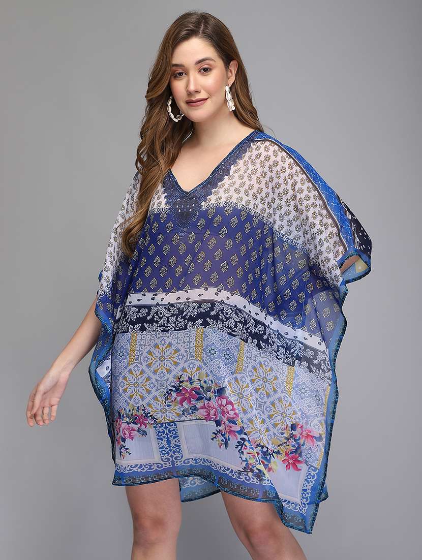 v-neck printed kaftan tunic 