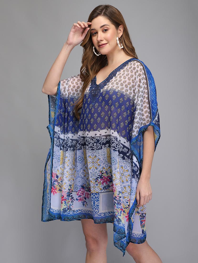v-neck printed kaftan tunic - 18286363 - Standard Image - 1