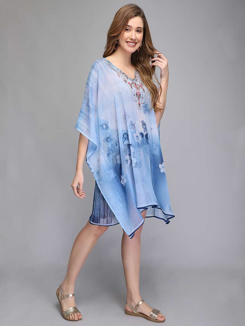 v-neck printed kaftan tunic - 18286367 - Standard Image - 1