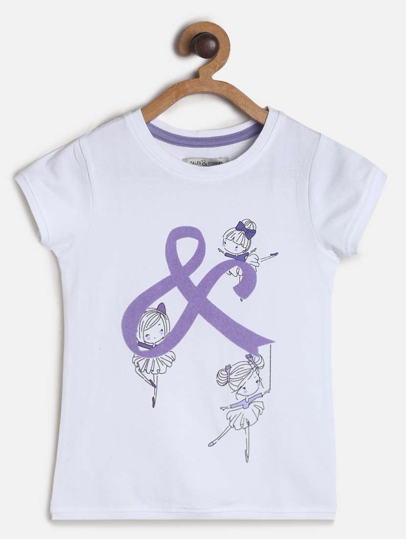 white printed regular tee