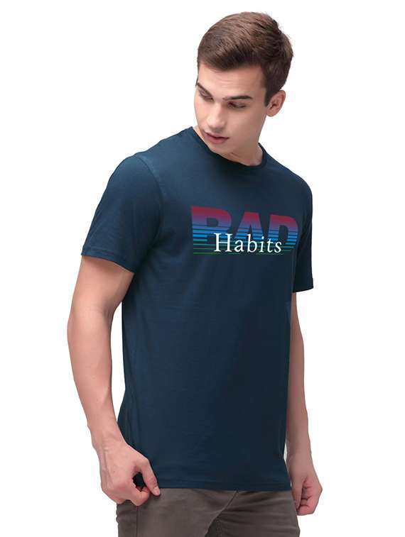 dark blue chest printed t-shirt - 18286873 -  Standard Image - 1