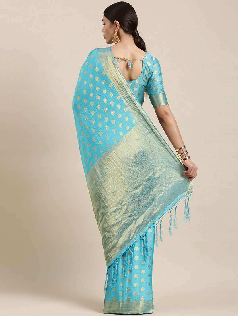blue silk blend saree with blouse - 18287055 -  Standard Image - 1