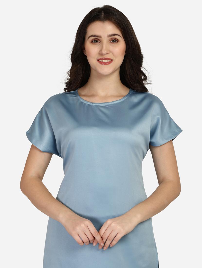 round neck solid nightwear pajama set - 18287111 - Standard Image - 4