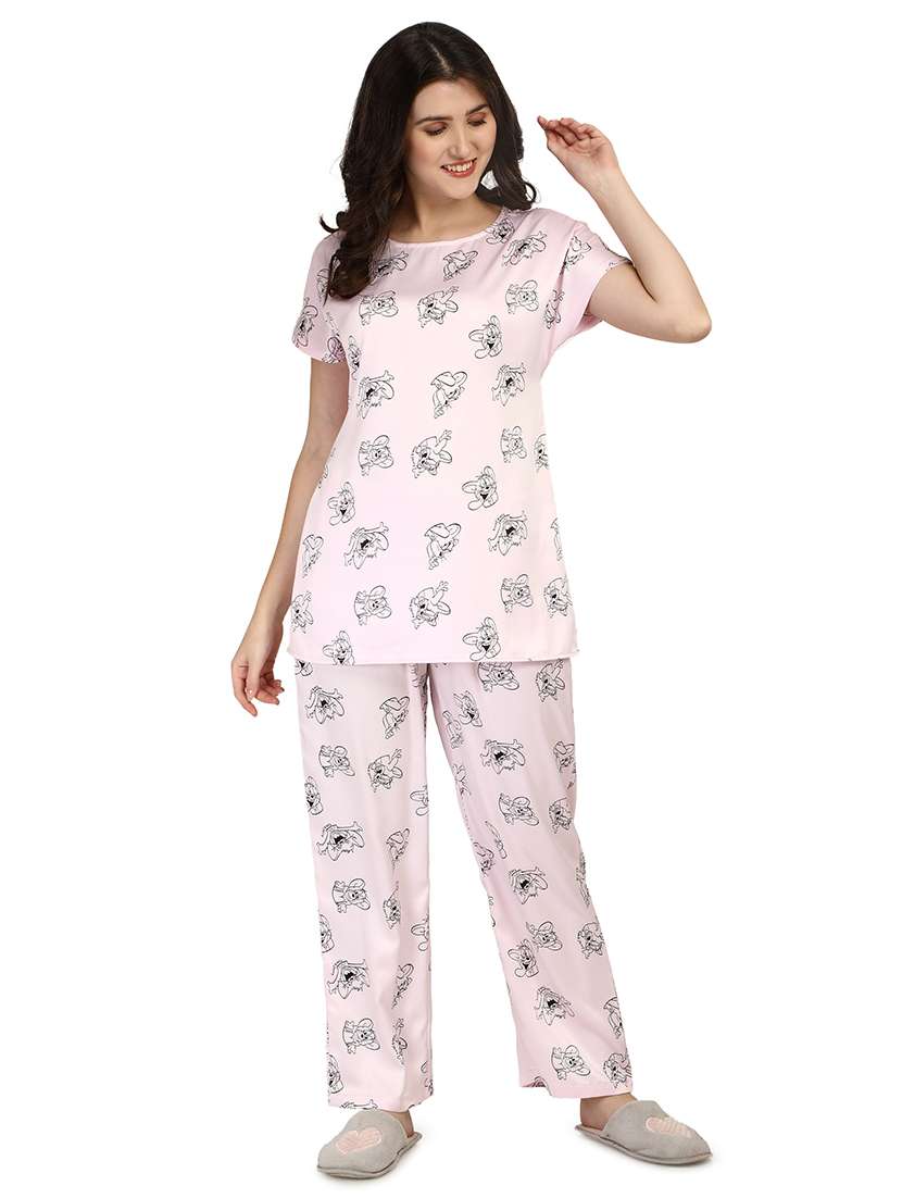 round neck printed nightwear pajama set  - 18287112 -  Standard Image - 1