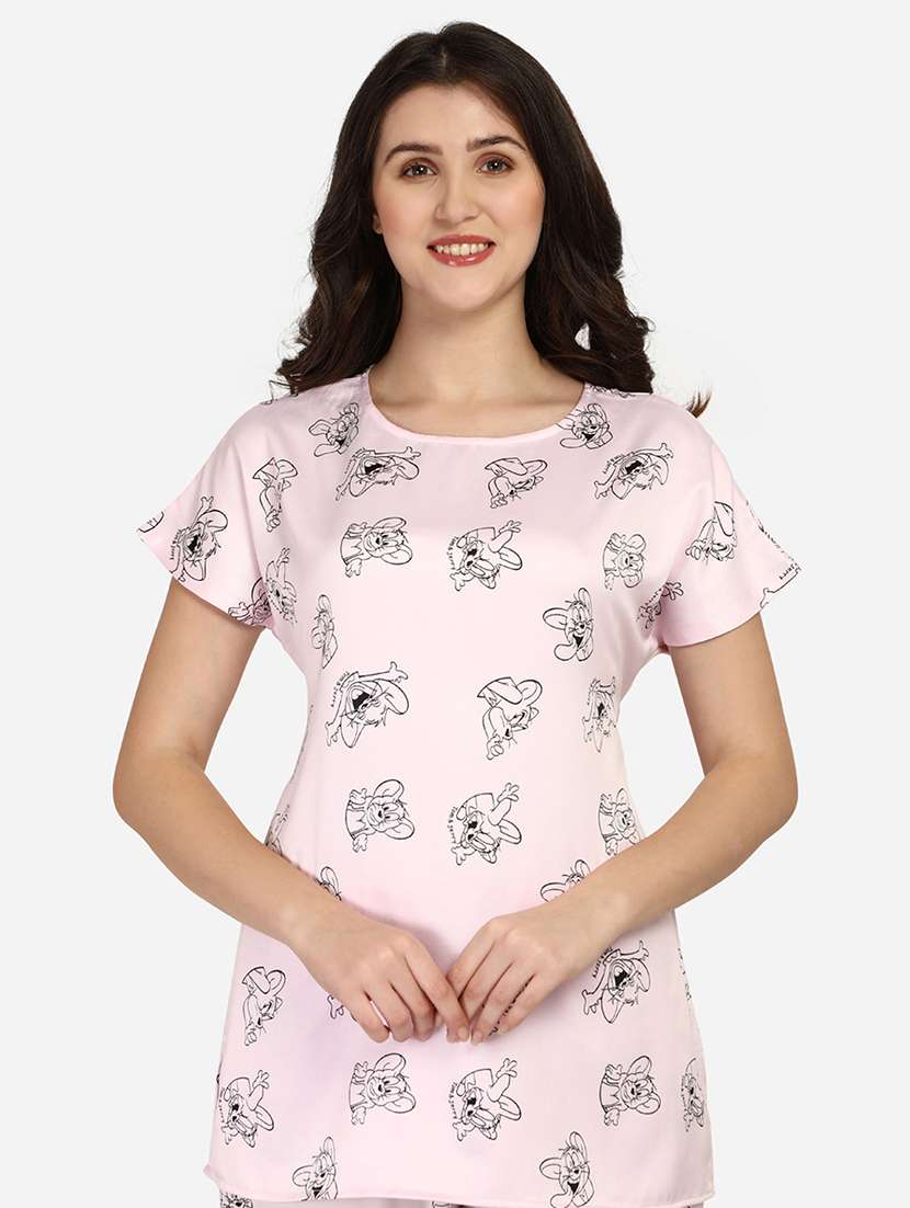 round neck printed nightwear pajama set  - 18287112 -  Standard Image - 4