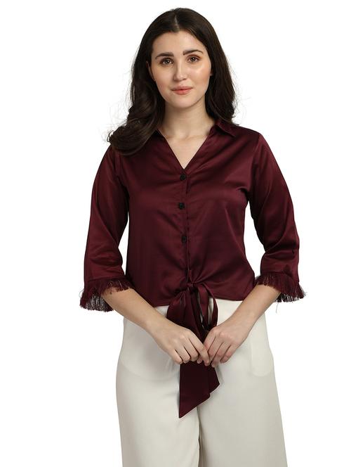 tie front solid shirt - 18287144 -  Standard Image - 0