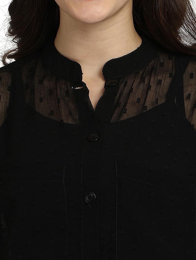 mandarin neck dobby shirt - 18287149 - Standard Image - 4