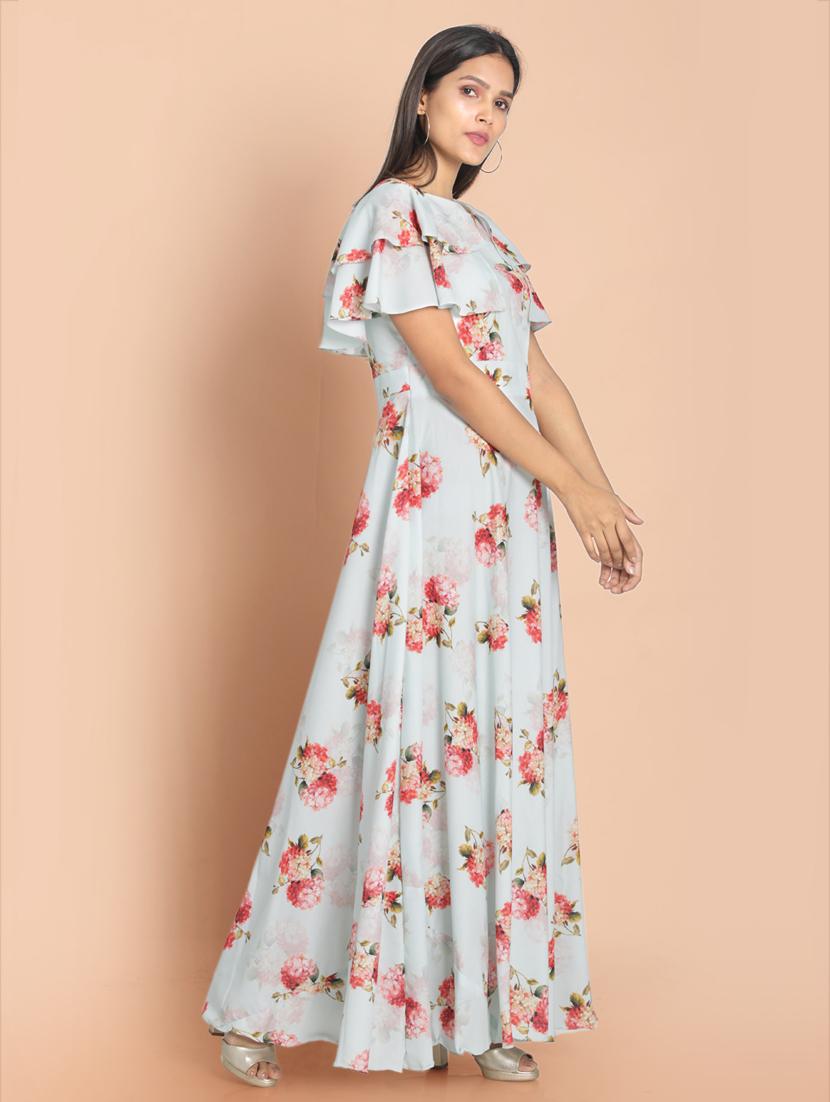 green printed a-line ethnic dress - 18287762 - Standard Image - 1