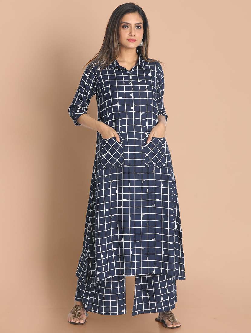 blue rayon kurta pant  set