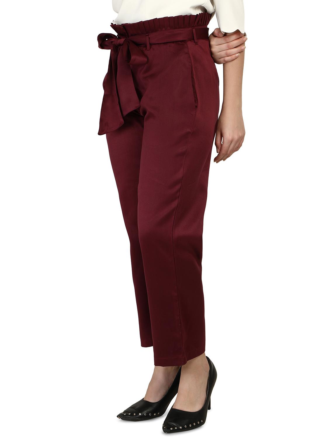 tie front solid flat front trouser - 18288277 - Standard Image - 1
