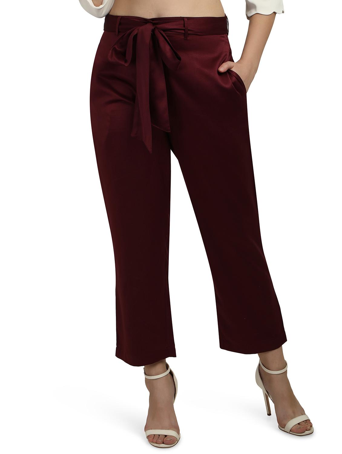tie front solid flat front trouser - 18288280 - Zoom Image - 0