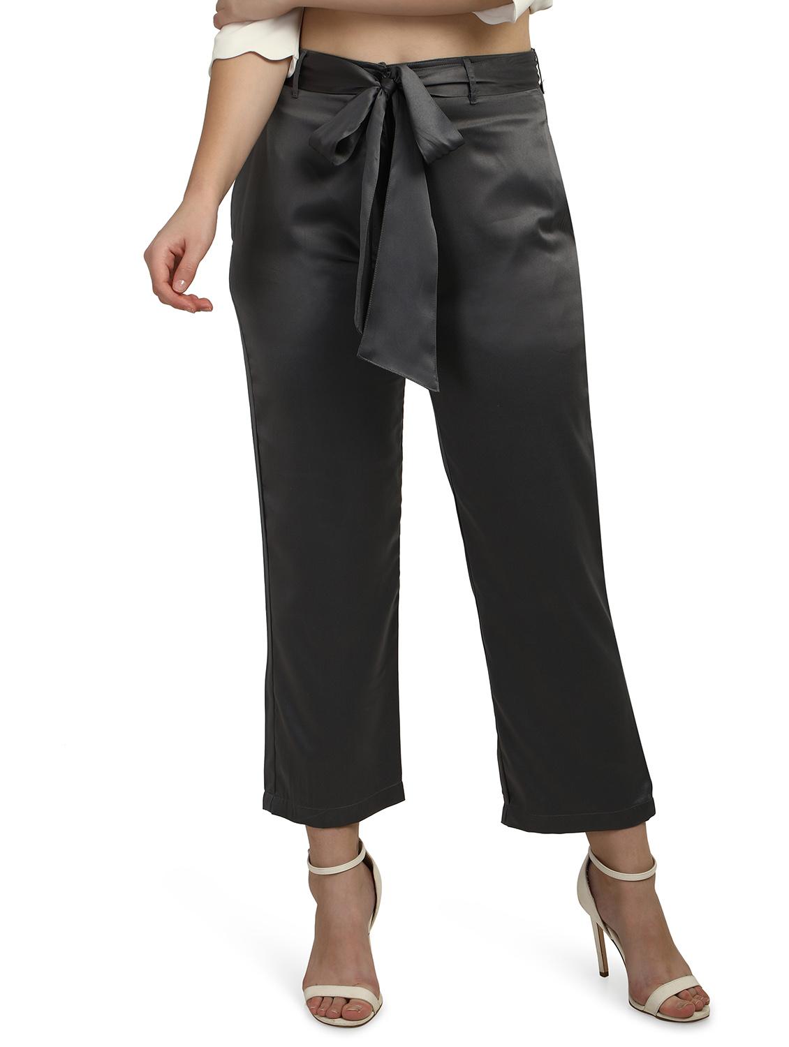 tie front solid flat front  trouser