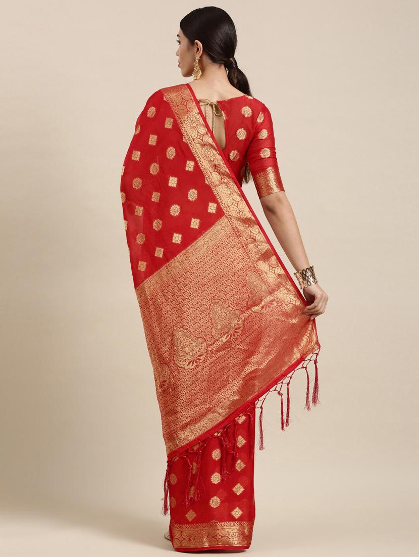 red silk blend saree - 18288679 -  Standard Image - 1