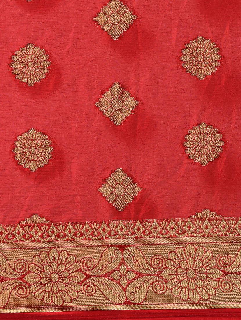 red silk blend saree - 18288679 - Standard Image - 4