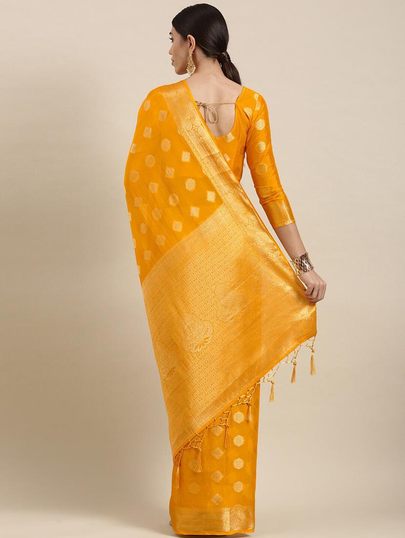yellow silk blend saree - 18288680 - Standard Image - 1