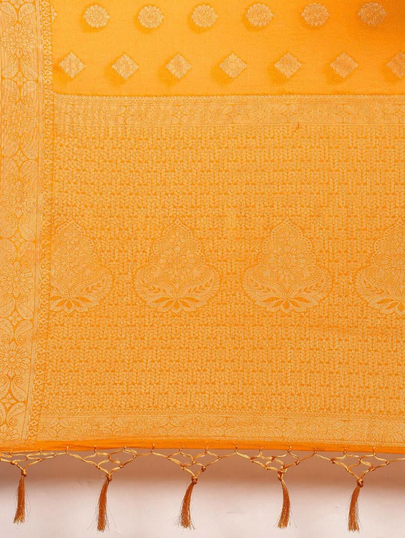 yellow silk blend saree - 18288680 - Standard Image - 4