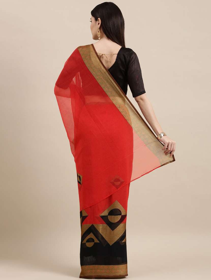 women's self design red colored saree - 18289017 -  Standard Image - 1