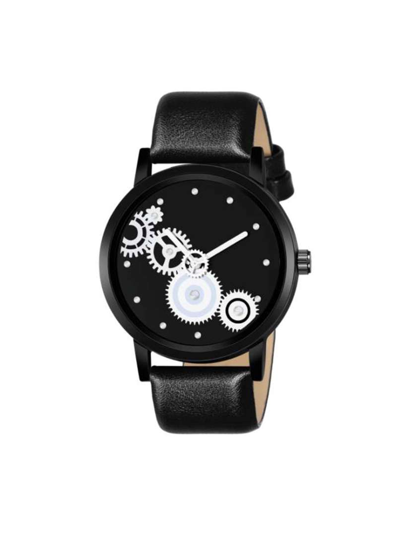 mt-06 black  watch with genuine leather strap for boys