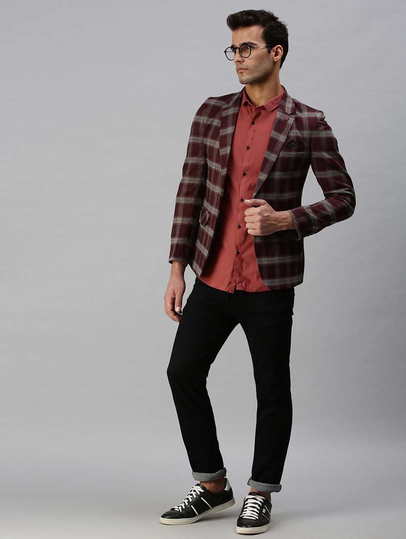 brown checked single breasted casual blazer - 18289534 -  Standard Image - 4