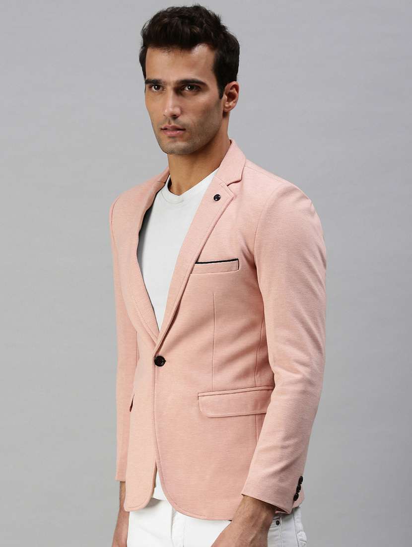 pink solid single breasted casual blazer - 18289542 -  Standard Image - 1