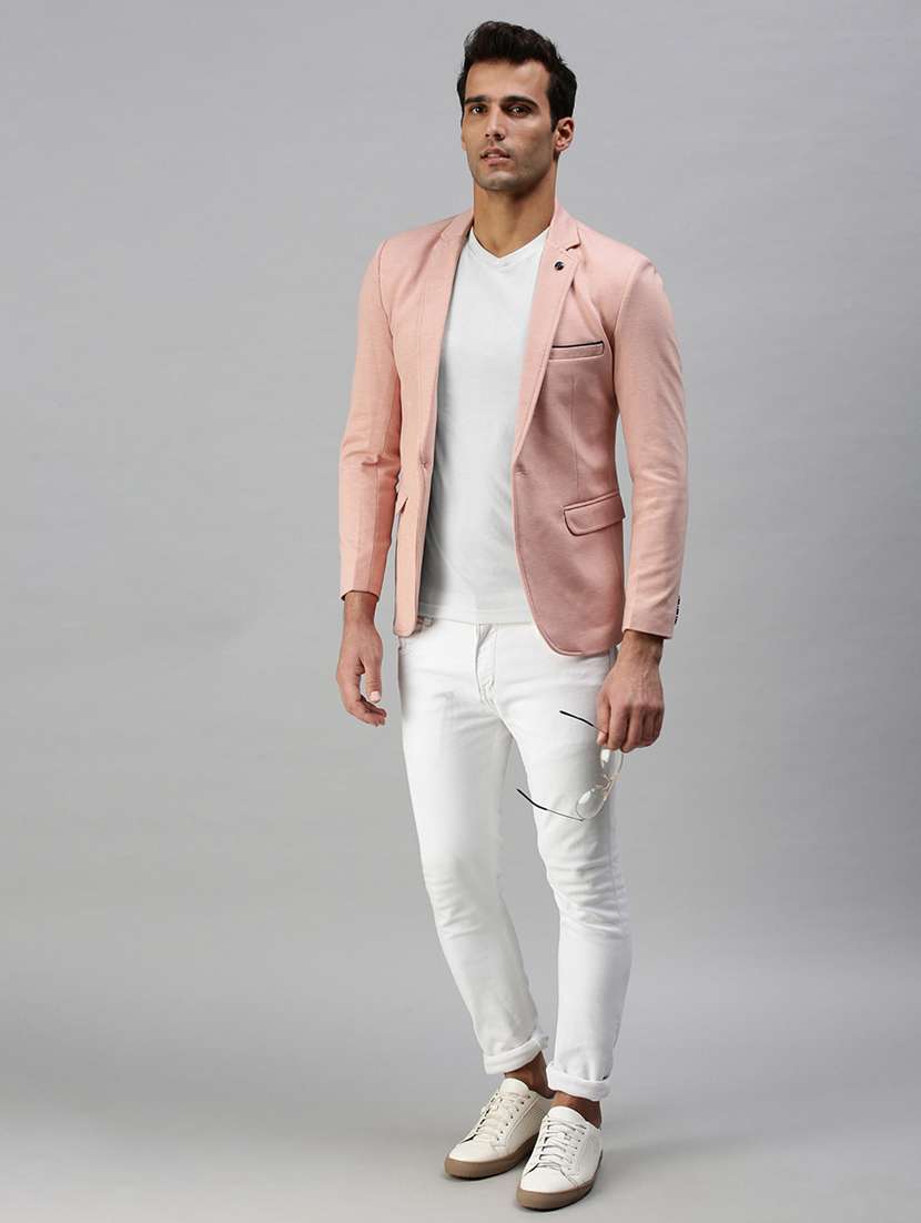 pink solid single breasted casual blazer - 18289542 -  Standard Image - 4